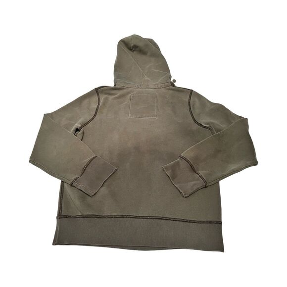 Hollister Men’s Small Hoodie Sweatshirt Spell Out Y2K Olive Green Heavy - Picture 3 of 4